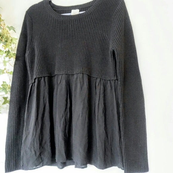 Sweaters - Self Esteem black ribbed challis trim sweater